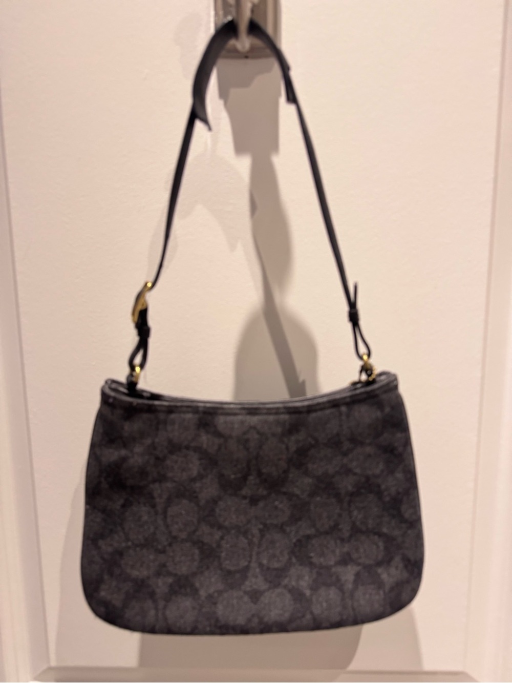 Coach Gray Signature Wool Shoulder Bag